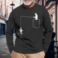 ポケットに入ったマグロ 魚釣り 面白い漁師 長袖Tシャツ 高齢者への贈り物