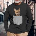 ポケットに入った面白いベンガルキャット かわいい子猫 恋人 ギフト 長袖Tシャツ 高齢者への贈り物