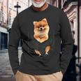 ポム犬愛好家のためのポケットに入った面白いポメラニアン。 長袖Tシャツ 高齢者への贈り物
