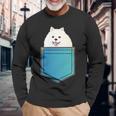 ポメラニアン 犬 胸ポケット ドイツ スピッツ 長袖Tシャツ 高齢者への贈り物