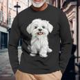 マルチーズ 犬 グラフィック ペット イラスト マルチーズ 長袖Tシャツ 高齢者への贈り物