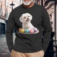 マルチーズ 犬 犬種 ハッピーイースター メンズ レディース キッズ 長袖Tシャツ 高齢者への贈り物