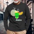 メロン 3 Melon メロンソーダ クリームソーダ カット 『デリシャス フルーツ』果物 リアル 面白い イラスト 長袖Tシャツ 高齢者への贈り物