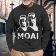 モアイ像 イースター島の頭 ポリネシア 長袖Tシャツ 高齢者への贈り物