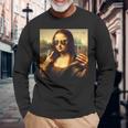 モナリザ・サングラスとセルフィー 長袖Tシャツ 高齢者への贈り物