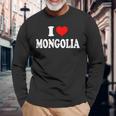 モンゴル I Love Mongolia 長袖Tシャツ 高齢者への贈り物