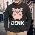 ユーモア豚 ミニマリスト かわいい 面白い豚 長袖tシャツ 長袖Tシャツ 高齢者への贈り物