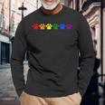 レインボー肉球 Lgbtq プライド ミニマル 長袖Tシャツ 高齢者への贈り物