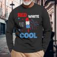 レッド ホワイト クールなアメリカ国旗 アイスキャンディー 面白い 7月4日 長袖Tシャツ 高齢者への贈り物