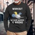 ワークアウト Because Murder Is Wrong 面白いオウム オカメインコ 鳥 長袖Tシャツ 高齢者への贈り物