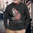 ヴィンテージ 2000 花柄 花 猫好き 24時間 誕生日 長袖Tシャツ 高齢者への贈り物