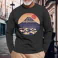 ヴィンテージ 和 富士山 山の上の日本の舞う太陽 長袖Tシャツ 高齢者への贈り物