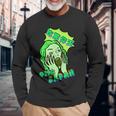 吃驚仰天 グリーン 長袖Tシャツ 高齢者への贈り物