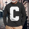 大文字 C アルファベット モノグラム イニシャル 長袖Tシャツ 高齢者への贈り物