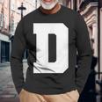 大文字 D アルファベットモノグラム イニシャル 長袖Tシャツ 高齢者への贈り物