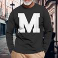 大文字 M アルファベットモノグラム イニシャル 長袖Tシャツ 高齢者への贈り物