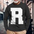大文字 R アルファベット モノグラム イニシャル 長袖Tシャツ 高齢者への贈り物