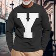 大文字 Y アルファベット モノグラム イニシャル 長袖Tシャツ 高齢者への贈り物