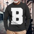 大文字b アルファベットモノグラム イニシャル 長袖Tシャツ 高齢者への贈り物