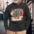大胆でクールな外観の素晴らしい日本のドラゴン。 長袖Tシャツ 高齢者への贈り物