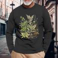 大麻植物とつぼみ 420 草 麻 サティバ インディカ ポットヘッド 長袖Tシャツ 高齢者への贈り物