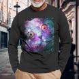 宇宙のかわいいアストロ宇宙猫 長袖Tシャツ 高齢者への贈り物