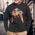 宇宙船 宇宙人 猫 Ufo 黒猫 面白い 長袖Tシャツ 高齢者への贈り物