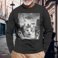 怖い猫 エイリアン Ufo 宇宙愛好家 面白い 長袖Tシャツ 高齢者への贈り物