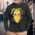 愛らしいかわいいコーンのハート付き。 長袖Tシャツ 高齢者への贈り物