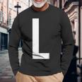 文字l アルファベットモノグラム イニシャル 長袖Tシャツ 高齢者への贈り物