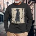 日本 武士 武士 戦闘機 浮世 墨絵 侍 長袖Tシャツ 高齢者への贈り物