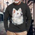 日本スピッツ 犬 グラフィック ペット イラスト 日本スピッツ 長袖Tシャツ 高齢者への贈り物
