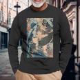 日本美術 戦闘機 相撲 鯉 海波 国吉 浮世絵 長袖Tシャツ 高齢者への贈り物