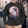日本美術 浮世絵 アニメ 芸者 桜 富士山 長袖Tシャツ 高齢者への贈り物