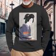 日本美術 芸者 日本木版 新版画美人画 長袖Tシャツ 高齢者への贈り物