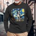 星月夜のヴァンゴッホ ボストンテリア 長袖Tシャツ 高齢者への贈り物
