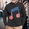 星条旗 アメリカ国旗 音符 長袖Tシャツ 高齢者への贈り物