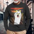 柴犬 面白いtシャツ 犬 ムンクの叫び かわいい メンズ 子供 おもしろ 服 グッズ ネタ わんこ イヌ 長袖Tシャツ 高齢者への贈り物