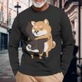 柴犬ハグ 長袖Tシャツ 高齢者への贈り物