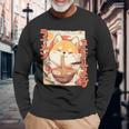 柴犬好きラーメン カワイイ猫柴犬犬ラーメン 長袖Tシャツ 高齢者への贈り物
