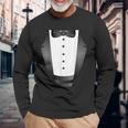 楽しいブラックタイ イベント チーム 新郎 フェイク タキシード 長袖Tシャツ 高齢者への贈り物