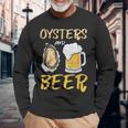 牡蠣とビール 長袖Tシャツ 高齢者への贈り物