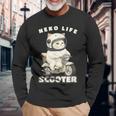 猫 ネコ 白猫 イラスト 原付 スクーター バイク 猫好き バイク好き かわいい おもしろ レトロ Neko Life 長袖Tシャツ 高齢者への贈り物