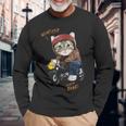 猫 バイク オートバイ おもしろ ねこ ライダース バイカー 面白い ネコ 長袖Tシャツ 高齢者への贈り物