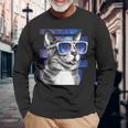 猫 宇宙 メガネ ギャラクシー サングラス おもしろい 猫 ミーム 長袖Tシャツ 高齢者への贈り物