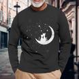 猫の家族 月の絵柄 メンズ レディース 子供 長袖Tシャツ 高齢者への贈り物