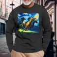 競馬 馬tシャツ おもしろ ウマ レース 馬 乗馬 競馬 面白いtシャツ メンズ グッズ ネタ 大人 男性 ゴッホ 長袖Tシャツ 高齢者への贈り物