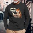 競馬 馬tシャツ 柴犬 シバイヌ 面白いtシャツ ウマ レース 馬 乗馬 メンズ おもしろグッズ ネタ 大人 男性 長袖Tシャツ 高齢者への贈り物