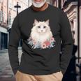 美しいラグドール猫 長袖Tシャツ 高齢者への贈り物