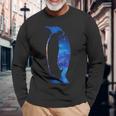 美的シルエット 星 宇宙 銀河 ペンギン 長袖Tシャツ 高齢者への贈り物